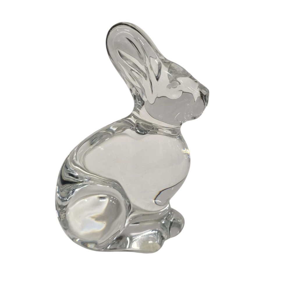 RARE Baccarat France Crystal Rabbit Easter Bunny Ears Up 4 1/2"H Paperweight